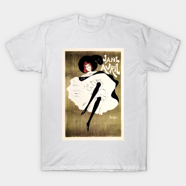 JANE AVRIL Can-Can Dancer Vintage Theater Advertisement by French Poster Artist Maurice Biais T-Shirt by vintageposters